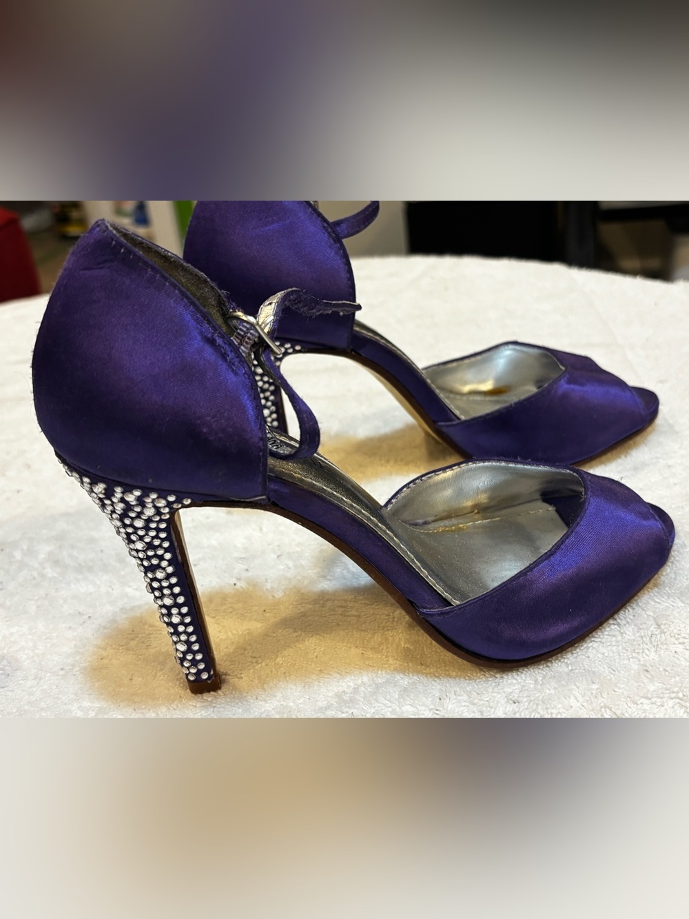 Brand New Satin Heels By DAVID’S BRIDAL - Size 6.5 M - Heel Height 4” - box 11